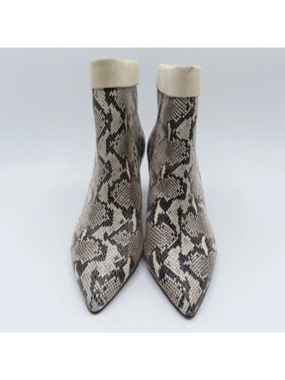 42 Gold Ojai Womens 8.5 Leather Snake Snakeskin Python Print Heeled Ankle Boots